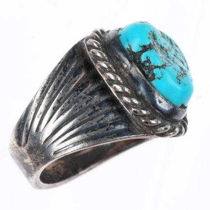 sz9.75 Vintage WB Navajo sterling silver turquoise men's ring size 9.75