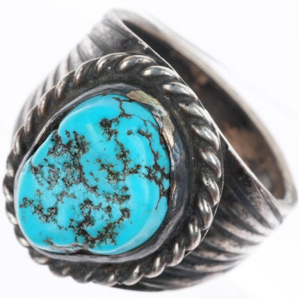 sz9.75 Vintage WB Navajo sterling silver turquoise men's ring size 9.75