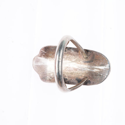 sz9.5 vintage Navajo sterling silver turquoise foot form ring