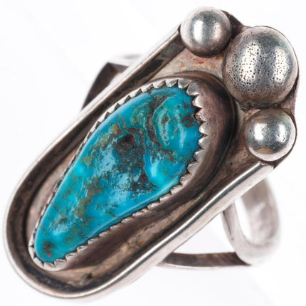 sz9.5 vintage Navajo sterling silver turquoise foot form ring
