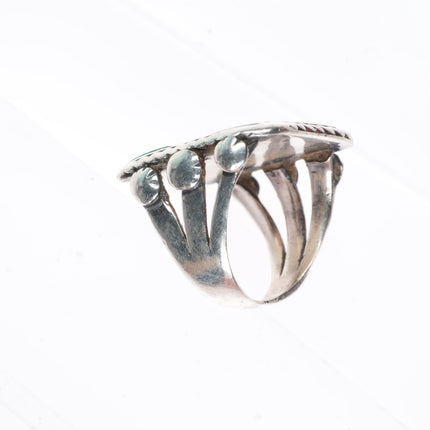 sz6.75 c1930's vintage Zuni Ingot silver turquoise inlay ring