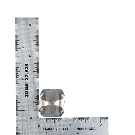 sz6.75 c1930's vintage Zuni Ingot silver turquoise inlay ring