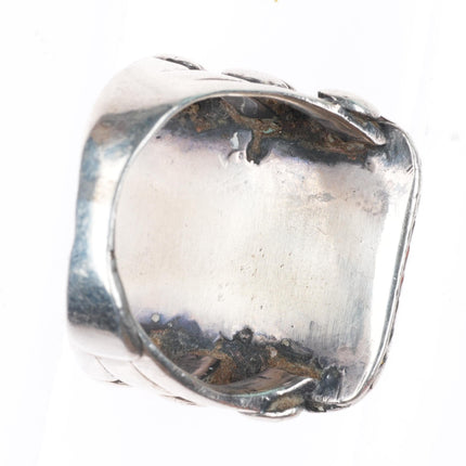 sz6.75 c1930's vintage Zuni Ingot silver turquoise inlay ring