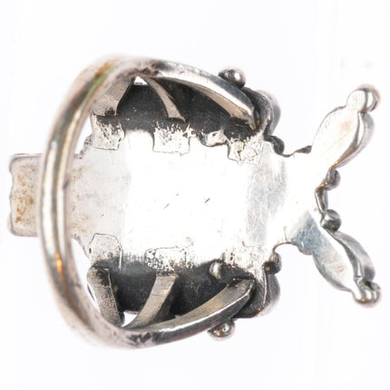 sz7 c1930's vintage Zuni sterling silver natural turquoise dragonfly ring