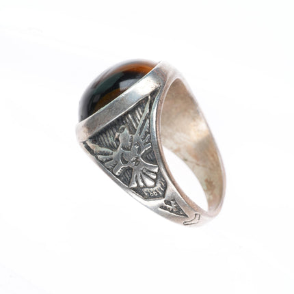 sz12 vintage southwestern sterling silver Tiger's Eye Knifewing size 12 ring