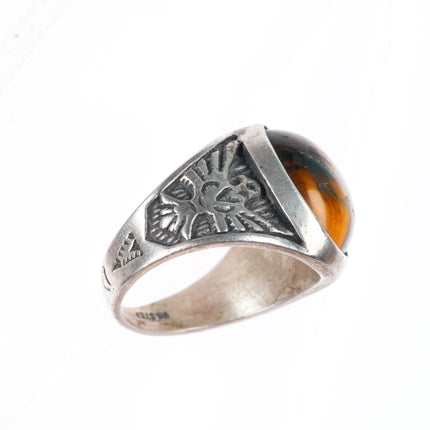 sz12 vintage southwestern sterling silver Tiger's Eye Knifewing size 12 ring