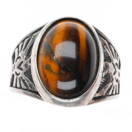 sz12 vintage southwestern sterling silver Tiger's Eye Knifewing size 12 ring