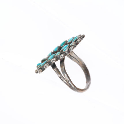 sz6 vintage Zuni sterling silver petit point turquoise cluster ring