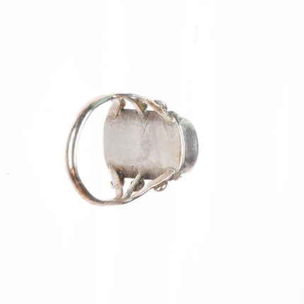 sz5.5 Antique Navajo Ingot silver 3 stone turquoise stoplight ring
