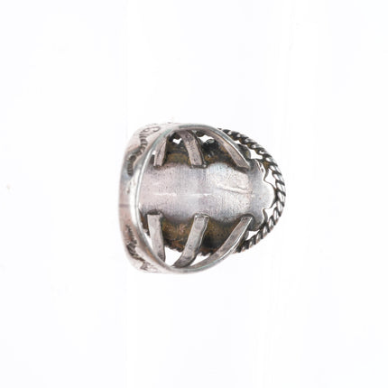 sz6.75 vintage Fred Harvey - Navajo sterling silver snake stamped turquoise ring