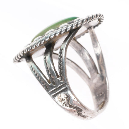 sz6.75 vintage Fred Harvey - Navajo sterling silver snake stamped turquoise ring
