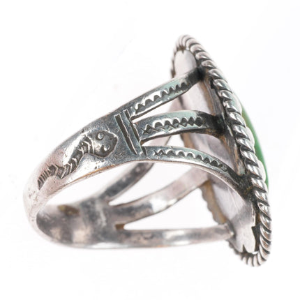 sz6.75 vintage Fred Harvey - Navajo sterling silver snake stamped turquoise ring