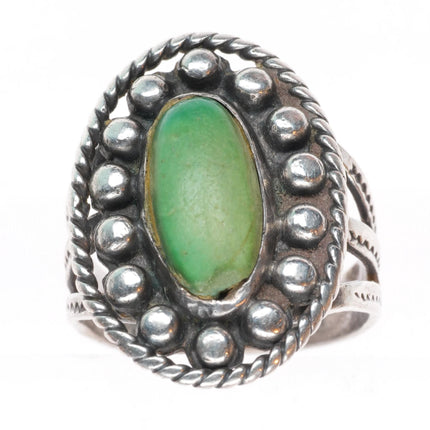 sz6.75 vintage Fred Harvey - Navajo sterling silver snake stamped turquoise ring