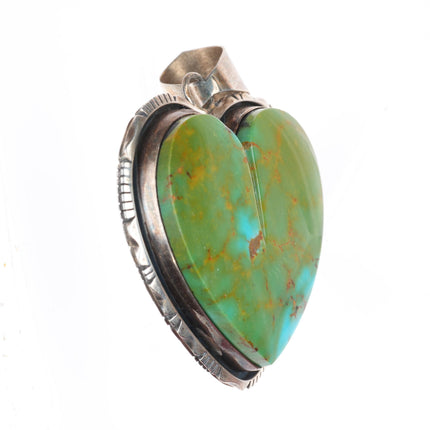 Kay Yazzie Navajo sterling silver high grade turquoise carved heart pendant