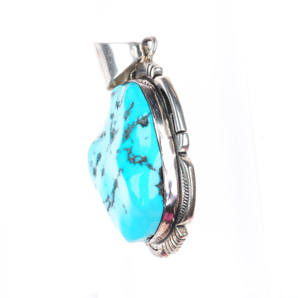 Vintage Navajo sterling silver Kingman turquoise necklace pendant