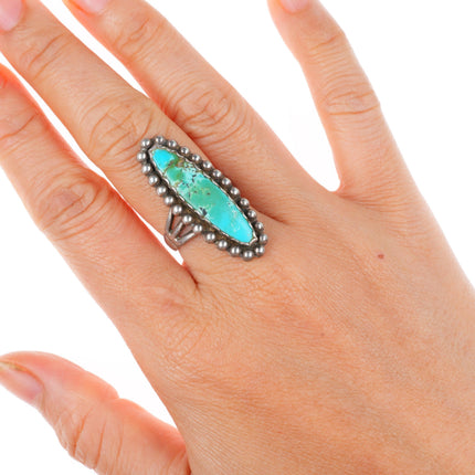 sz6.75 1940's-50's Maisels Trading Post Navajo steling silver turquoise ring