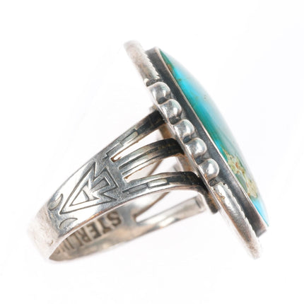 sz6 c1950 Maisels Blue Gem Turquoise sterling silver Navajo ring
