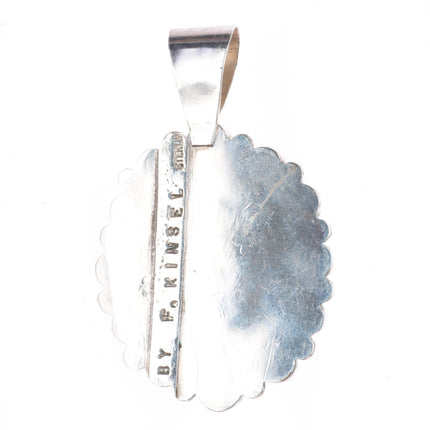 F Kinsel Navajo sterling silver jasper and shell satellite cluster pendant