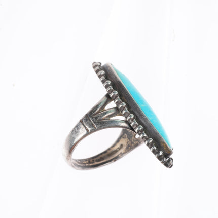 sz6 c1950 vintage Navajo sterling silver turquoise size 6 long ring