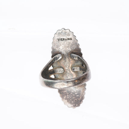 sz6 c1950 vintage Navajo sterling silver turquoise size 6 long ring