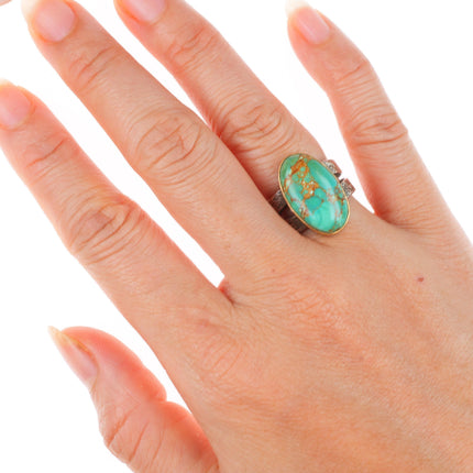 sz6 Noah Pfeffer 18k gold/Sterling silver  southwest high grade turquoise ring