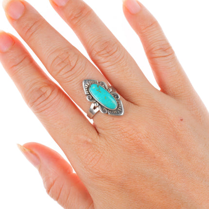sz7 vintage Bell Trading post southwestern sterling silver and turquoise ring