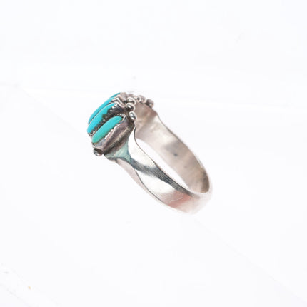 sz7.5 vintage Paloma Zuni sterling silver turquoise petit point row ring