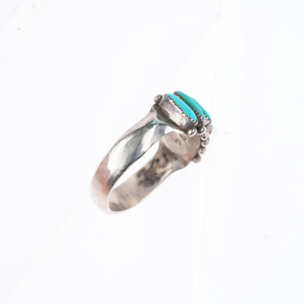 sz7.5 vintage Paloma Zuni sterling silver turquoise petit point row ring