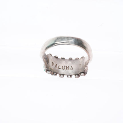 sz7.5 vintage Paloma Zuni sterling silver turquoise petit point row ring