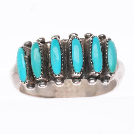 sz7.5 vintage Paloma Zuni sterling silver turquoise petit point row ring