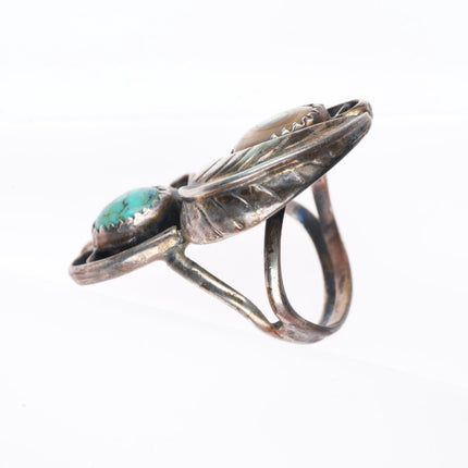 sz7.5 vintage Navajo sterling silver turquoise and mother of pearl ring