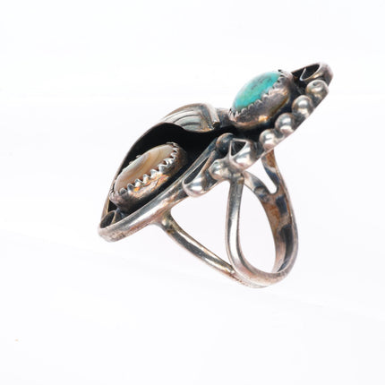 sz7.5 vintage Navajo sterling silver turquoise and mother of pearl ring