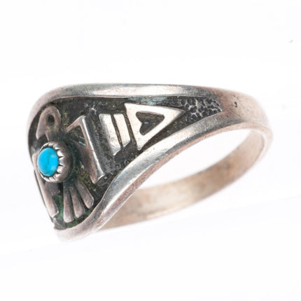 sz9.25 vintage southwestern Fred Harvey style thunderbird sterling silver ring