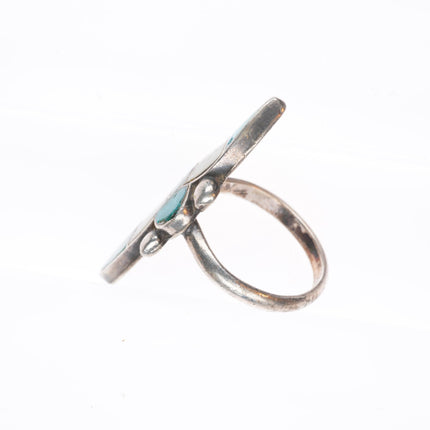 sz6 vintage Zuni sterling silver sterling silver turquoise and shell inlay ring