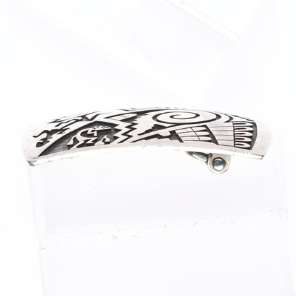 Vintage Hopi overlay kokopelli/lizard sterling silver buckle for 1.5" belt