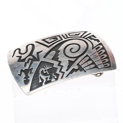 Vintage Hopi overlay kokopelli/lizard sterling silver buckle for 1.5" belt