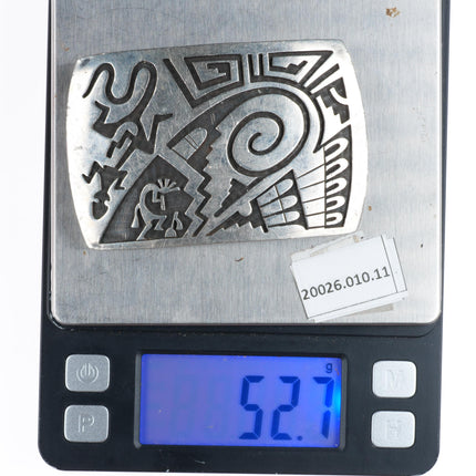 Vintage Hopi overlay kokopelli/lizard sterling silver buckle for 1.5" belt