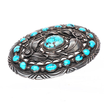 Jerry Roan Navajo high grade turquoise sterling silver buckle for 1.75" belt
