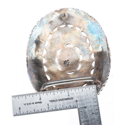 Jerry Roan Navajo high grade turquoise sterling silver buckle for 1.75" belt