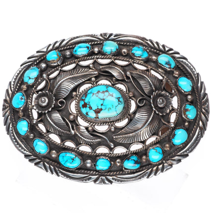 Jerry Roan Navajo high grade turquoise sterling silver buckle for 1.75" belt