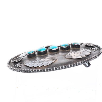 Vintage Piaso Navajo high grade turquoise sterling silver buckle for 1.5" belt