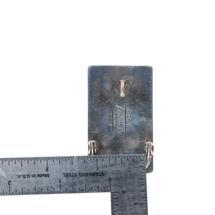 Leonard Paquin Laguna - Zuni inlaid turquoise sterling silver buckle for 1" belt