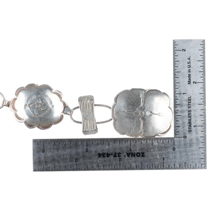 30.5" c1940's vintage Navajo sterling silver hand stamped link concho belt