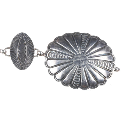 34" c1940's vintage Navajo sterling silver hand stamped link concho belt