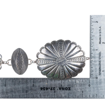 34" c1940's vintage Navajo sterling silver hand stamped link concho belt