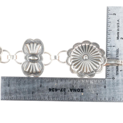 30" c1940's-50's Navajo sterling silver stamped link concho belt