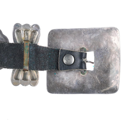 30.5" c1940's Navajo sterling silver turquoise bowtie concho belt nicely stamped
