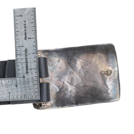 Vintage Navajo sterling silver Peyote Bird Chip inlay turquoise concho belt