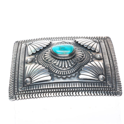 Darryl Becenti Navajo Blue Gem turquoise sterling silver buckle for 1.5" belt