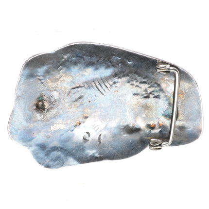 Phillip Honanie Hopi sterling silver high grade turquoise buckle for 1.75" belt